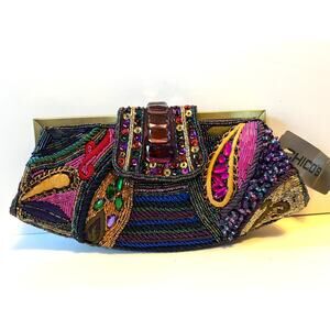 Chico's "Zammie" Beaded Multicolor Clutch Bag W/Strap